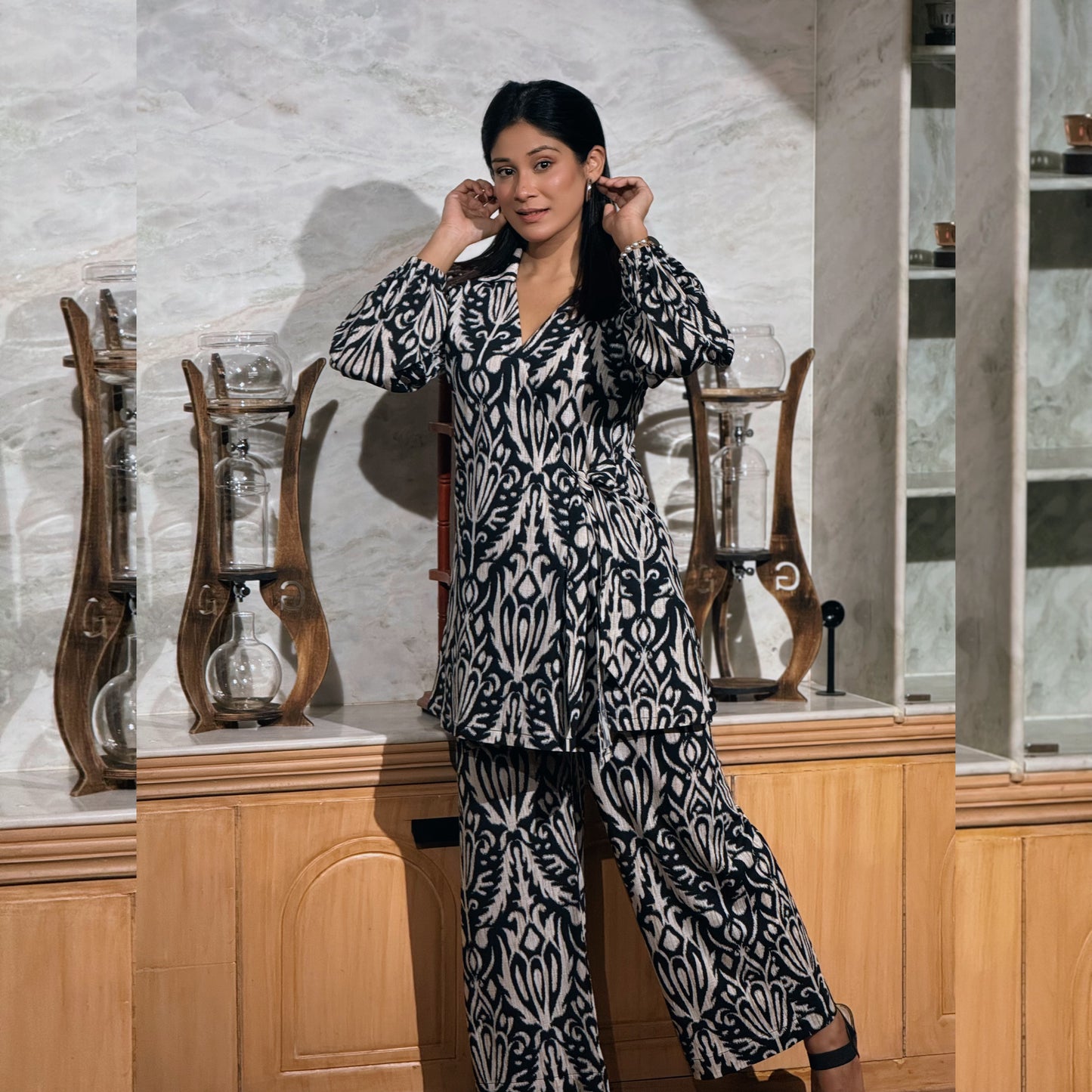 Black White Printed Co-Ord by AURSI