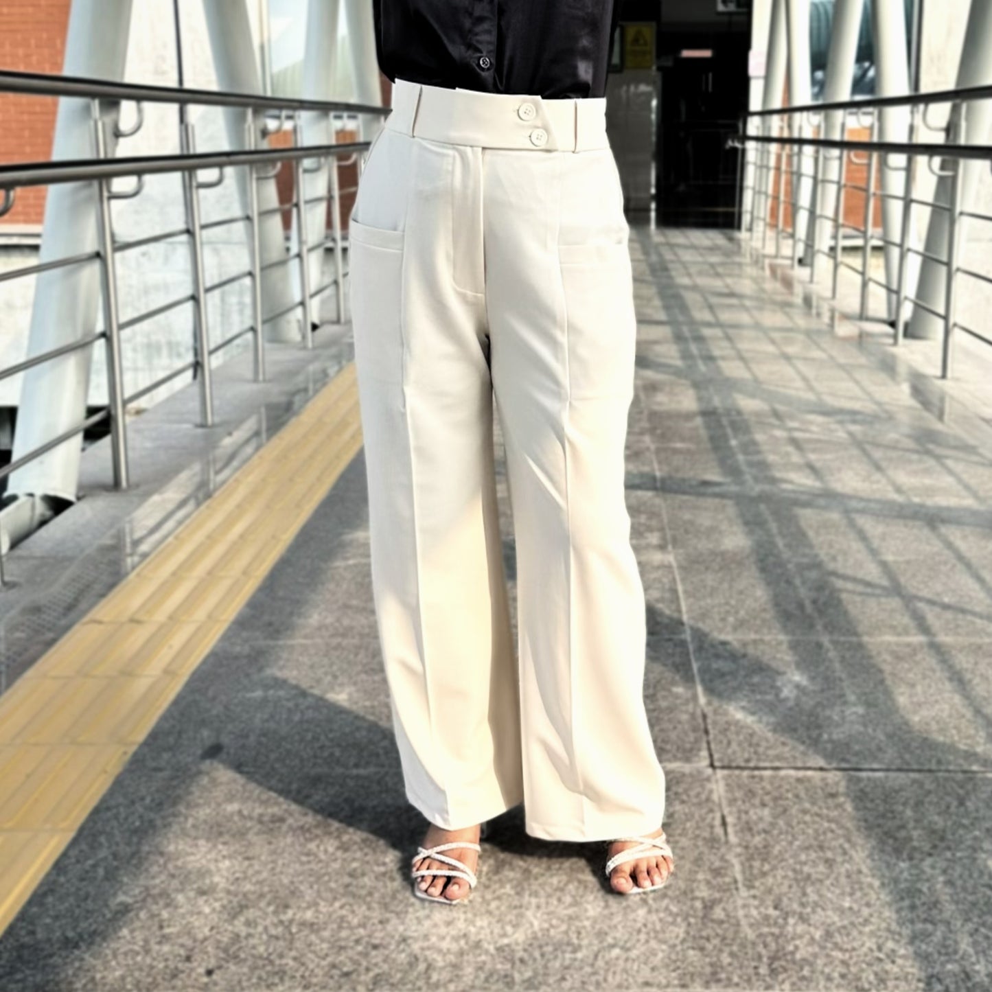 Premium Wide Leg Pants - Off White