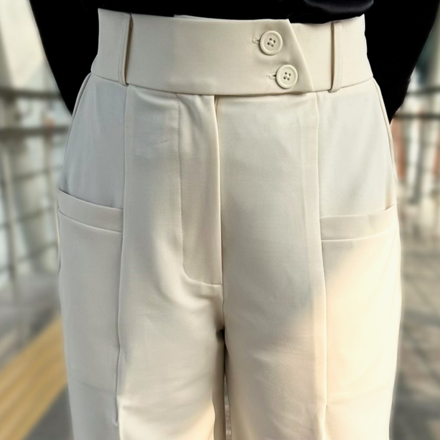Premium Wide Leg Pants - Off White