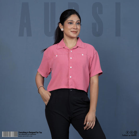 Ladies Crop Shirt 006 (Pink)