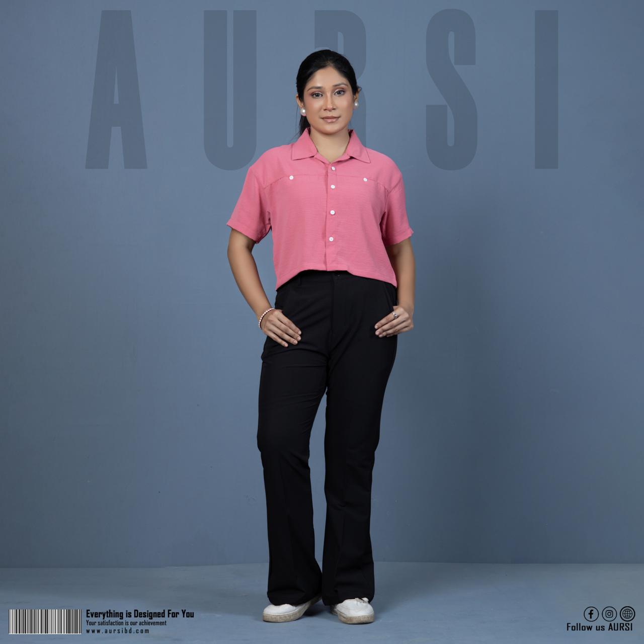 Ladies Crop Shirt 006 (Pink)