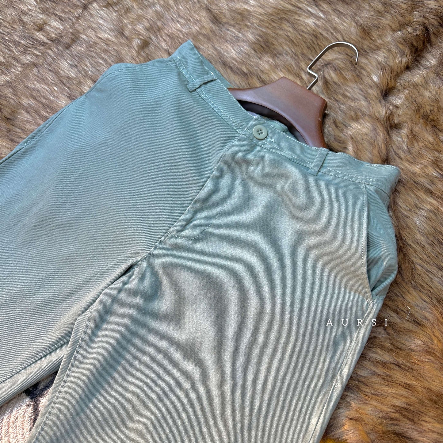 Unisex Twill Baggy Pants 03 (Sage Green)