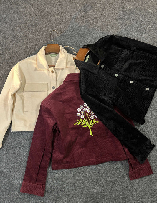 Embroidered Ladies Crop Jacket (M) by AURSI