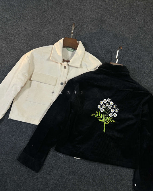 Embroidered Ladies Crop Jacket by AURSI