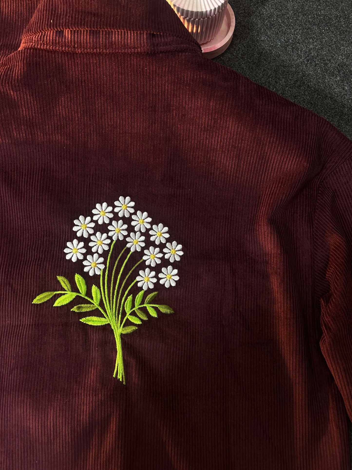 Embroidered Ladies Crop Jacket (Maroon)