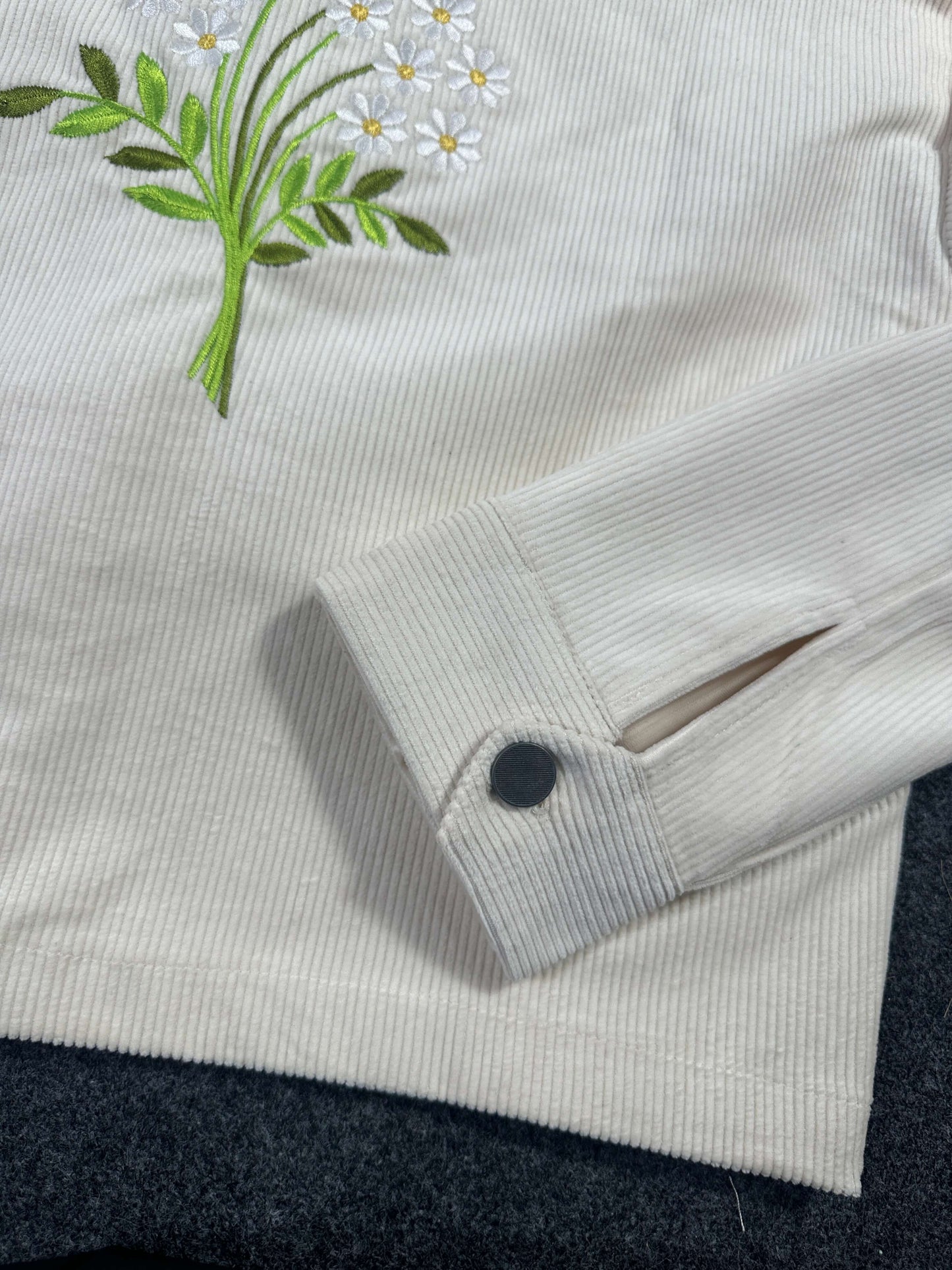 Embroidered Ladies Crop Jacket (Off-White)