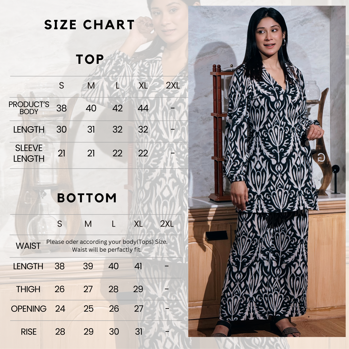 Black White Printed Co-Ord by AURSI