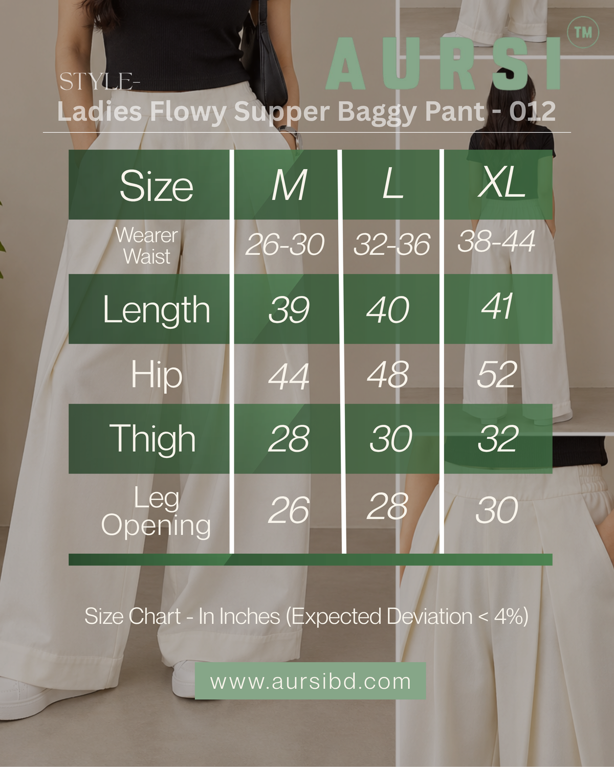 Ladies Flowy Super Baggy Pant 26-012 by AURSI