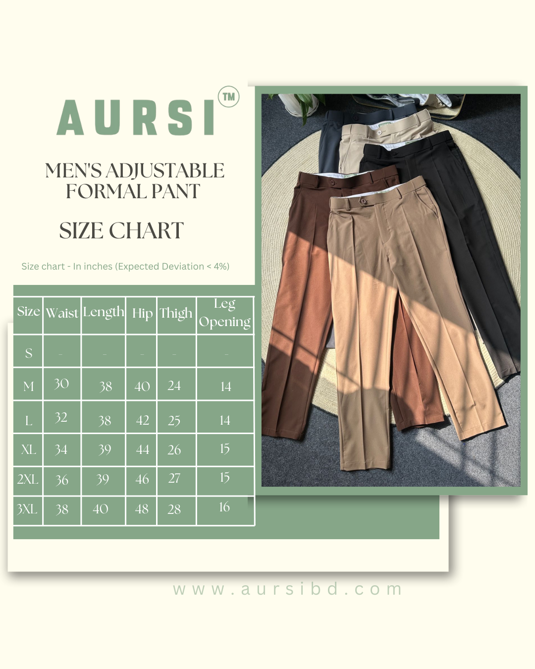 Men's Adjustable Formal Pant ( Cream)