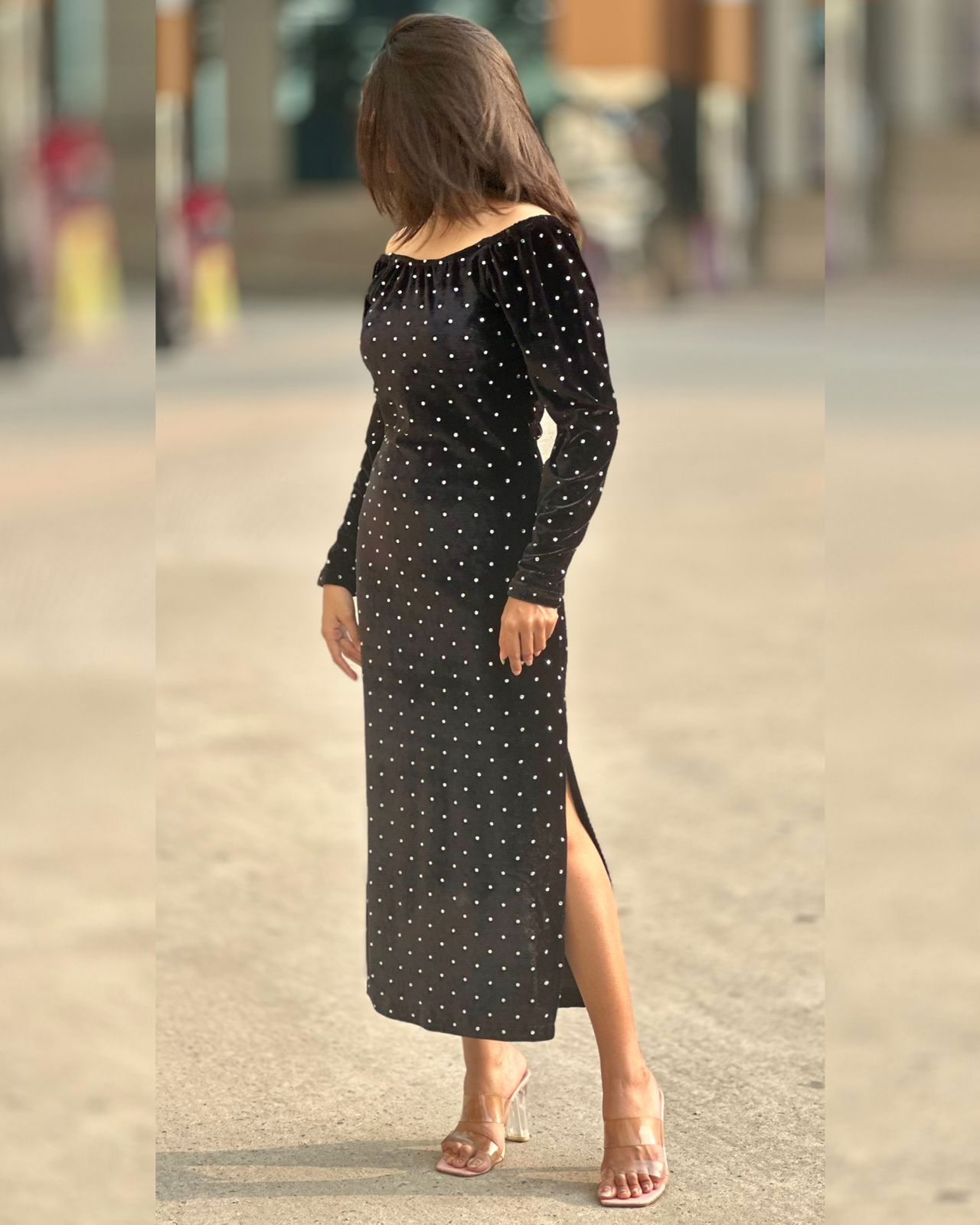 Stone Attached Black Bodycon 26-10