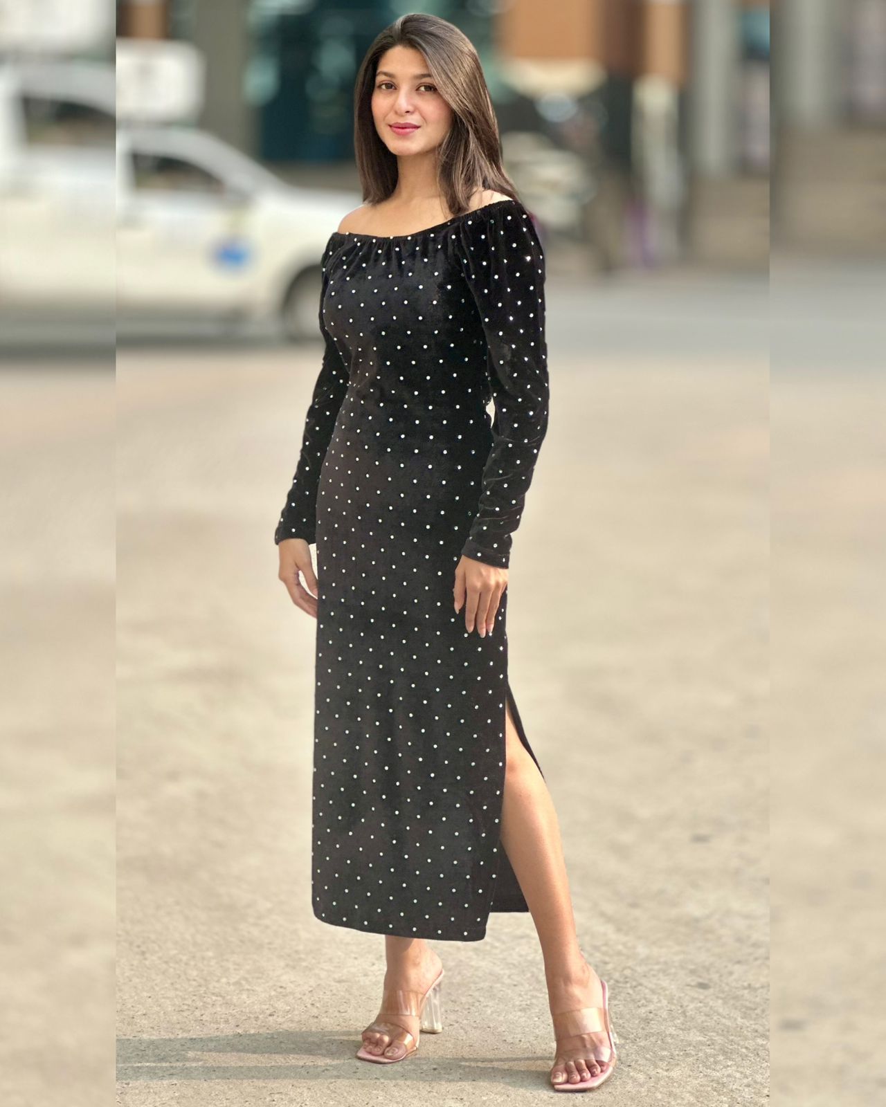 Stone Attached Black Bodycon 26-10