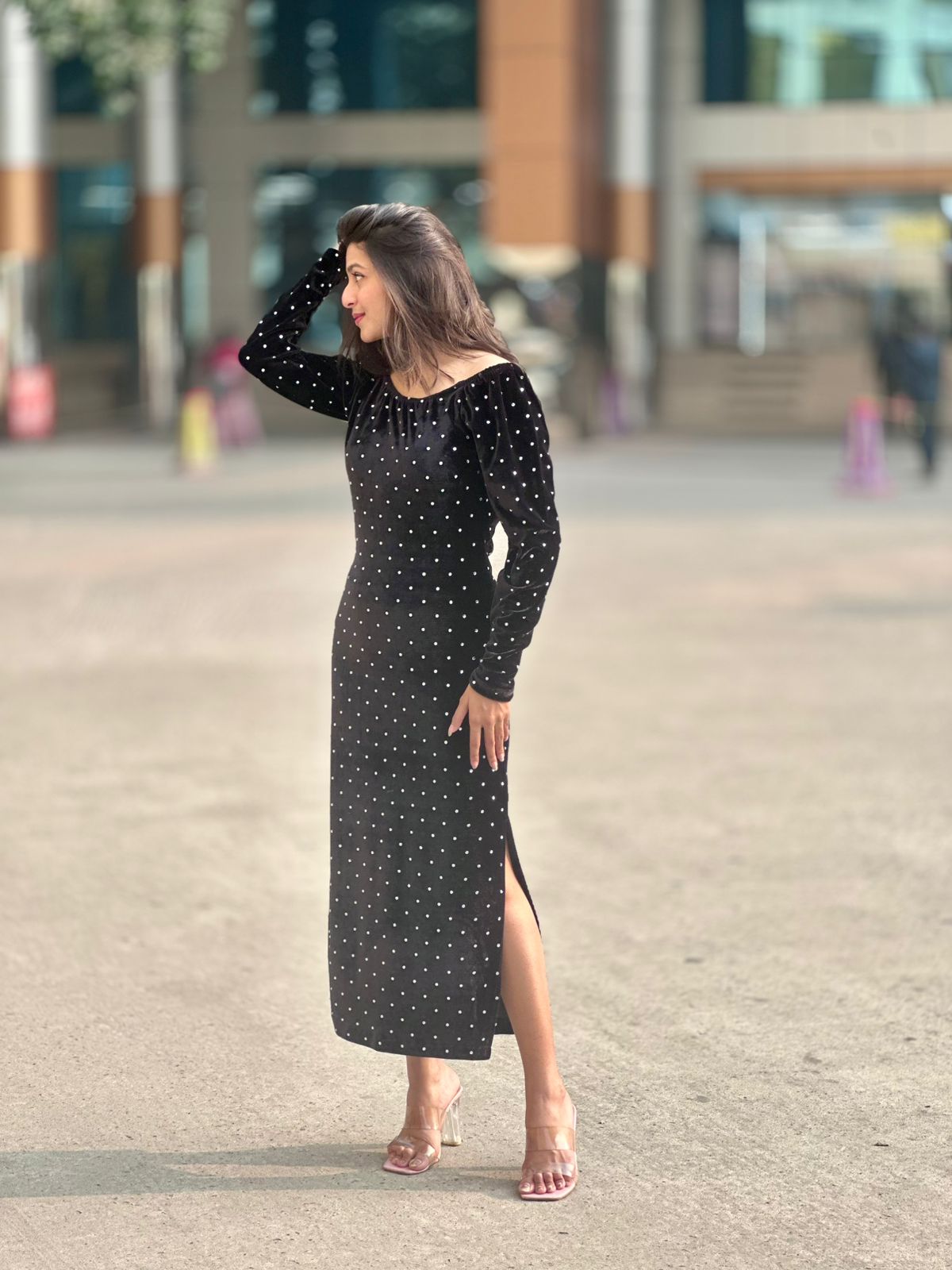 Stone Attached Black Bodycon 26-10