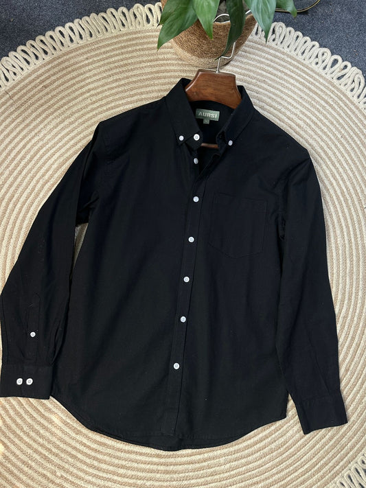 Men's Oxford Long Sleeve Formal Shirt - 26-23 (Black)