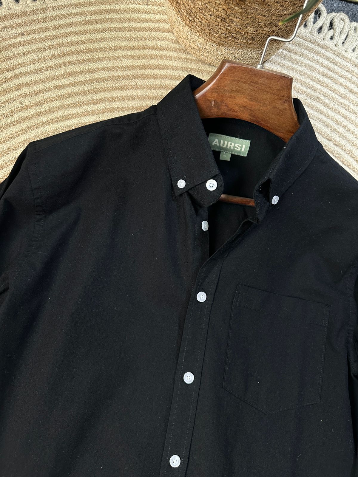 Men's Oxford Long Sleeve Formal Shirt - 26-23 (Black)