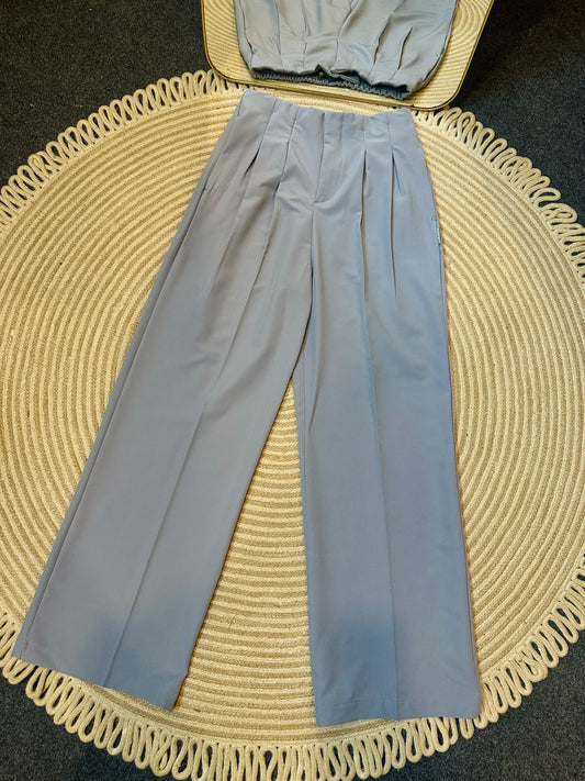 Ladies Loose Fit Wide Leg Pants - 07 (Light Ash)