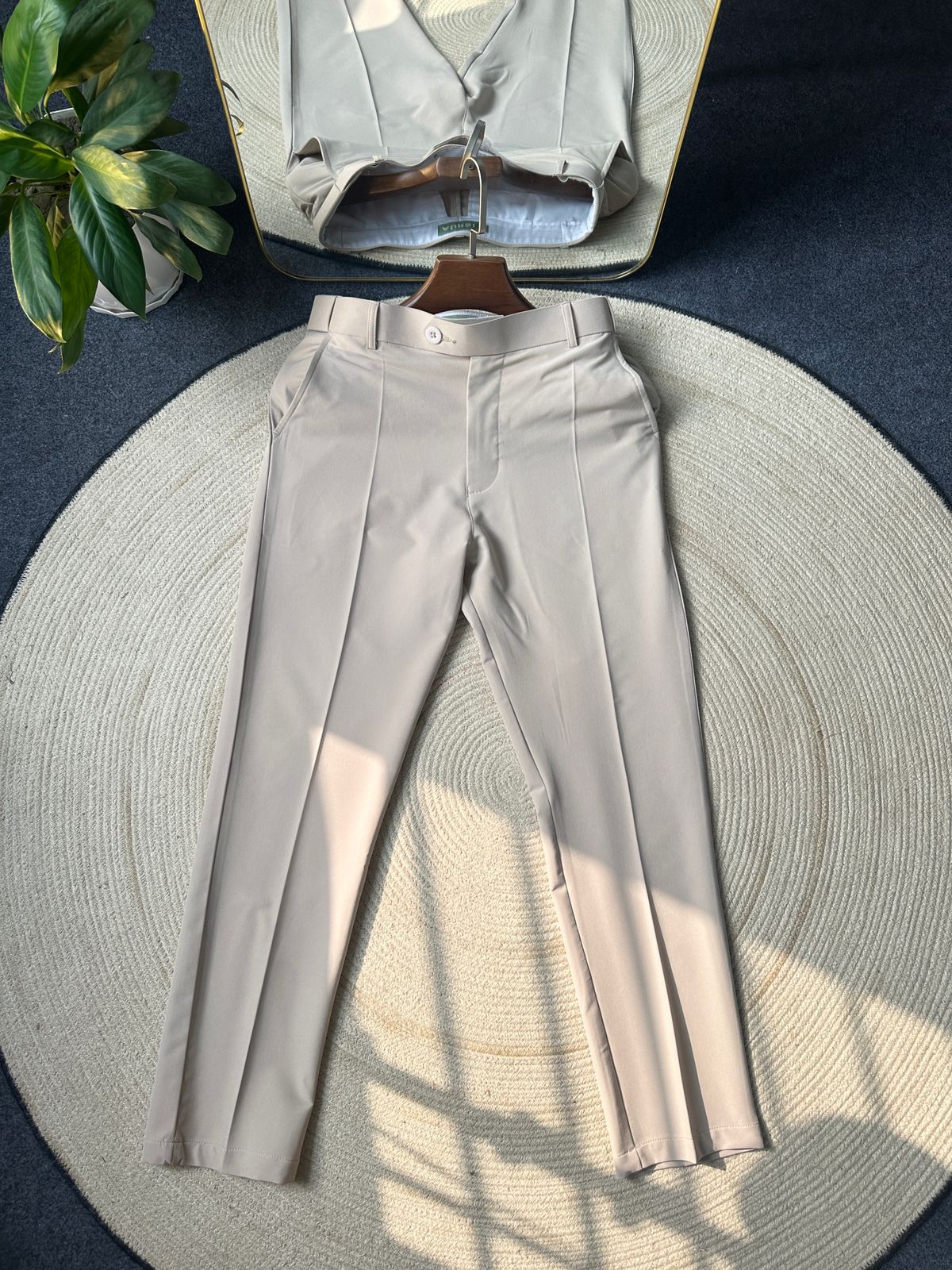 Men's Adjustable Formal Pant ( Cream)