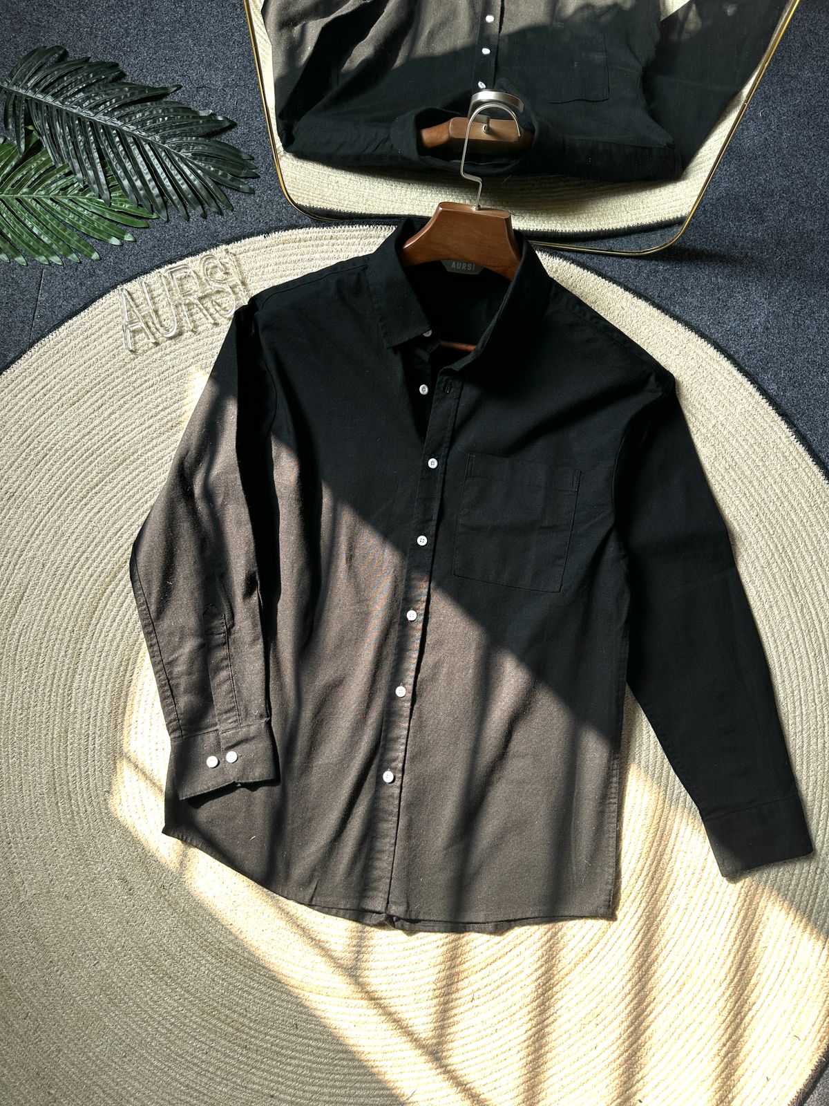 Drop Shoulder Full Sleeve Linen Shirt 25-009(Black)