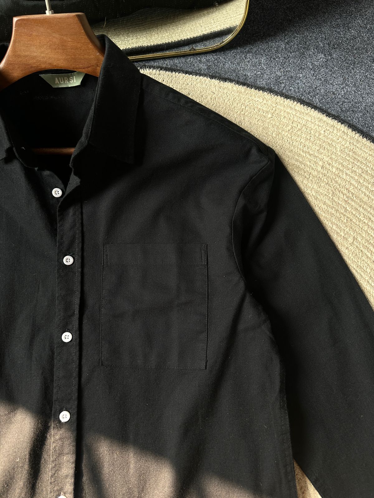 Drop Shoulder Full Sleeve Linen Shirt 25-009(Black)