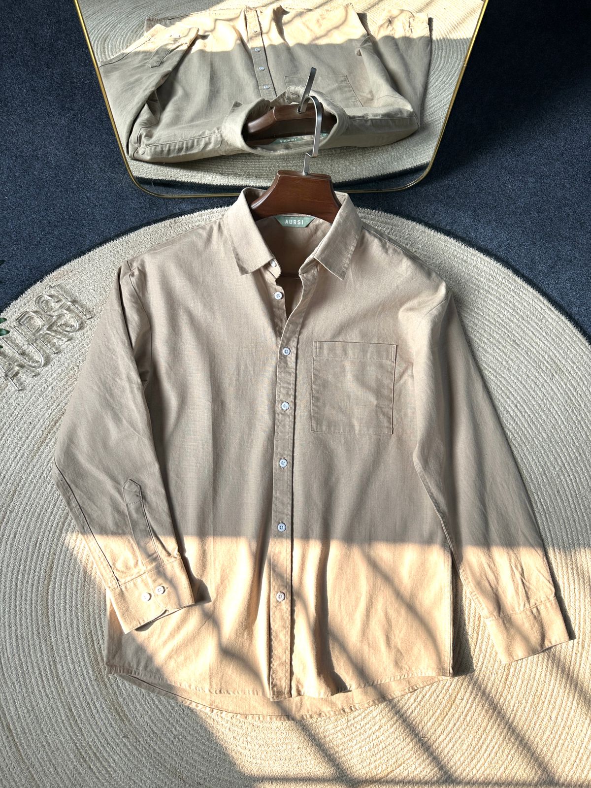 Drop Shoulder Full Sleeve Linen Shirt 25-012(Beige)