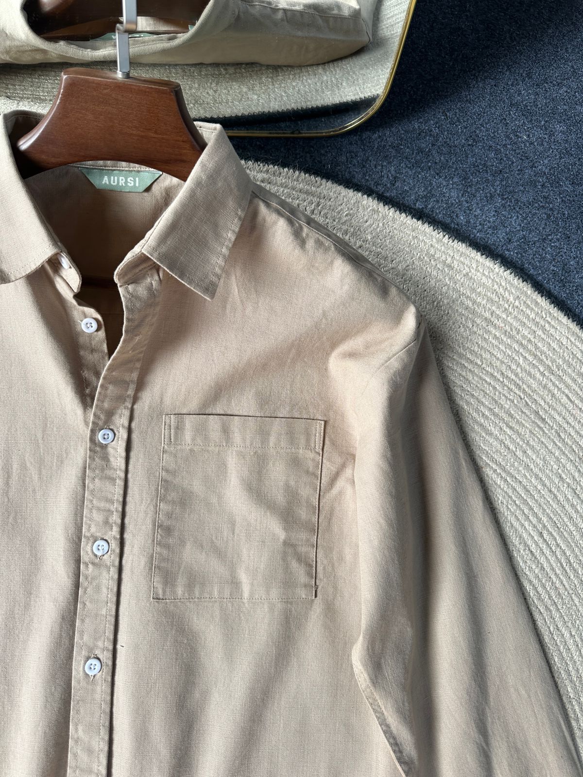 Drop Shoulder Full Sleeve Linen Shirt 25-012(Beige)