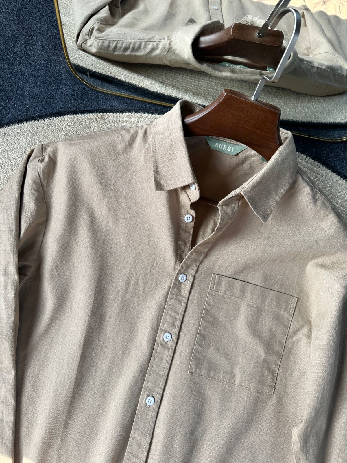 Drop Shoulder Full Sleeve Linen Shirt 25-012(Beige)