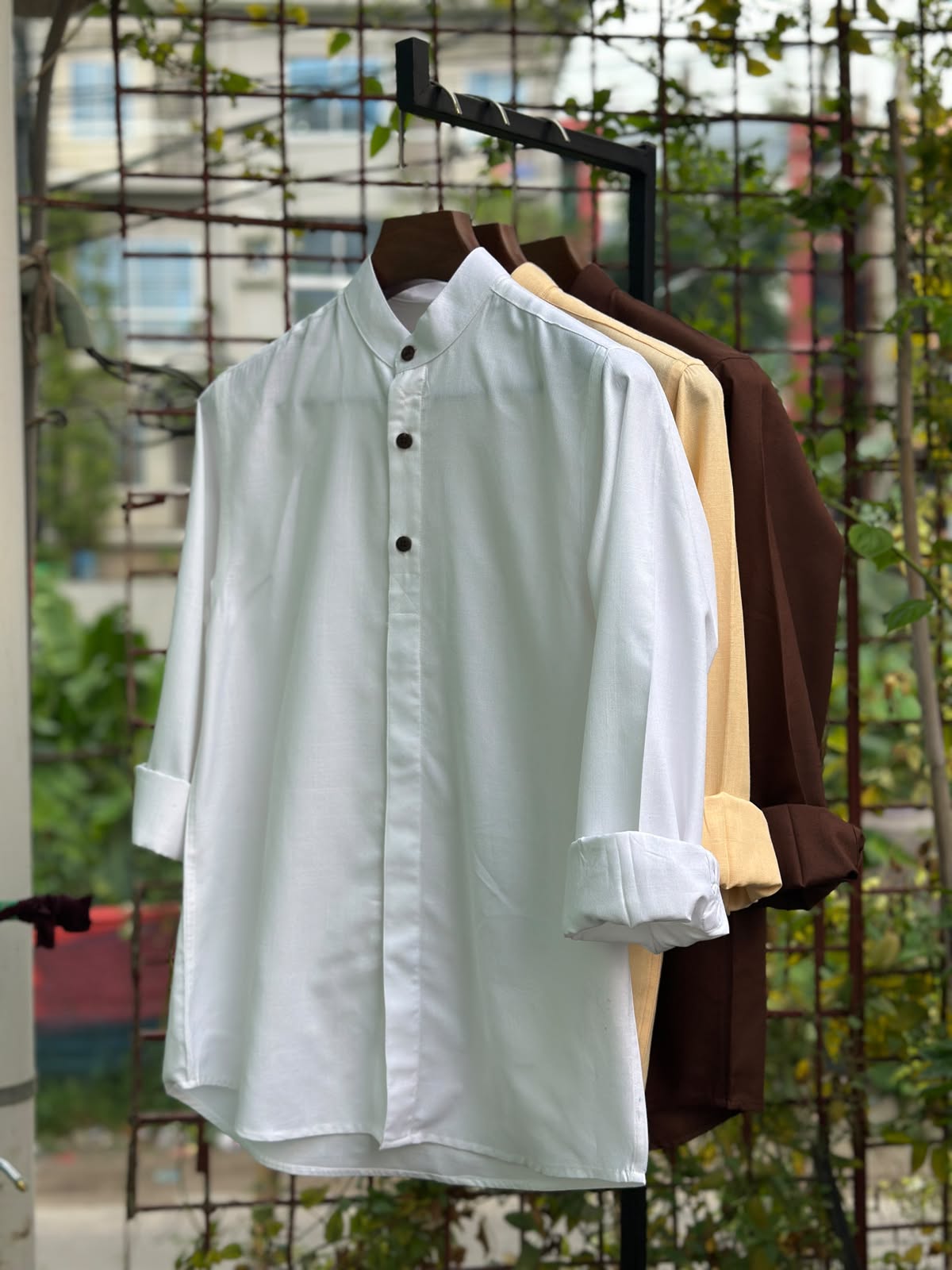 Henley Men's Shirt (White) - 26-46