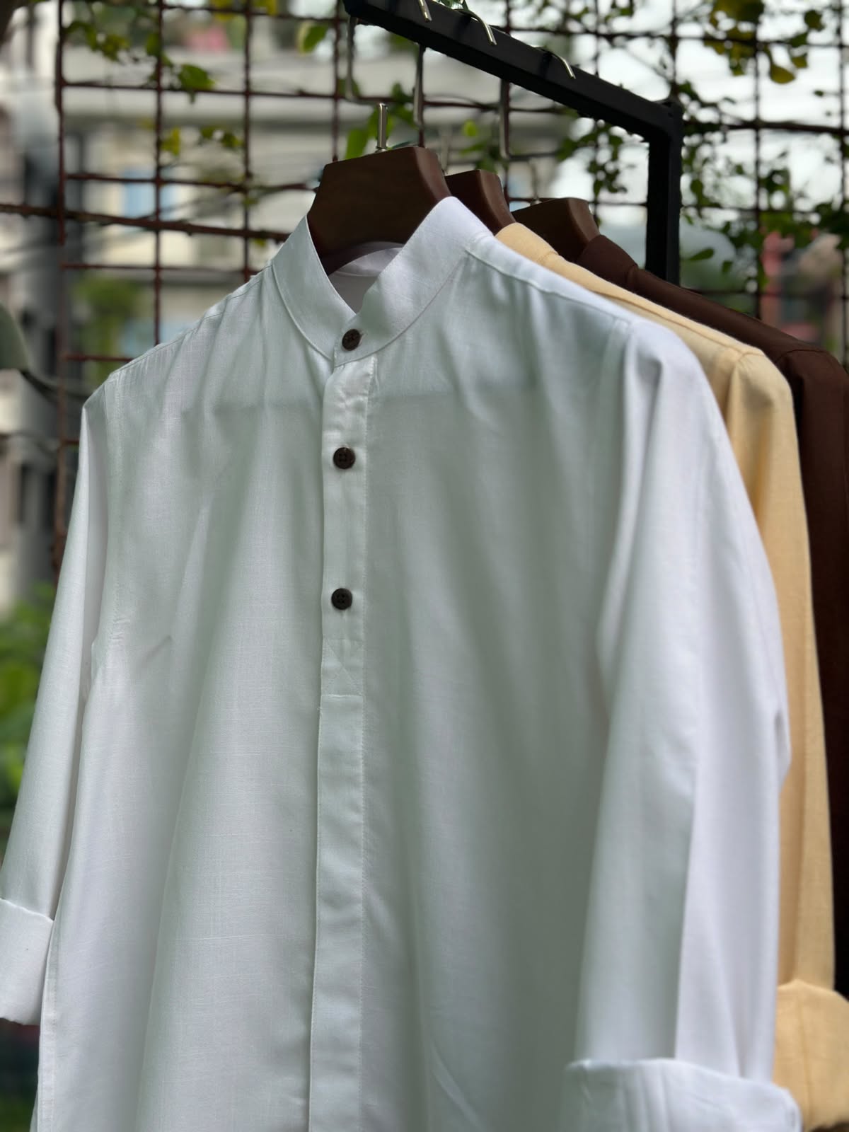 Henley Men's Shirt (White) - 26-46