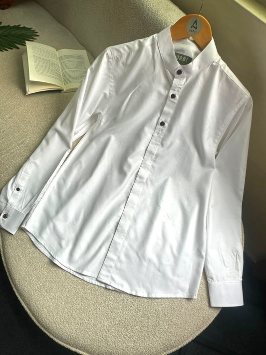 Henley Men's Shirt (White) - 26-46