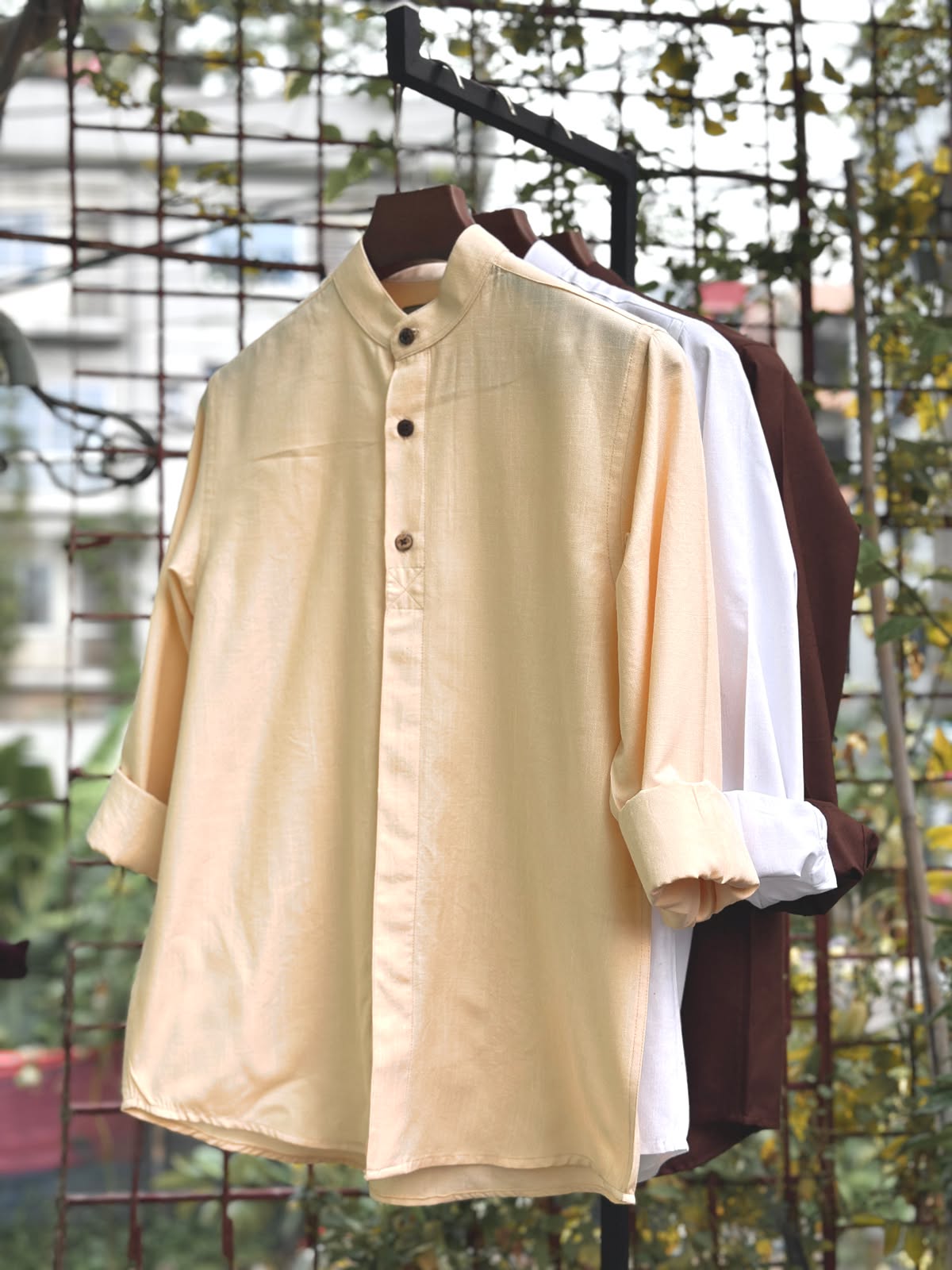 Henley Men's Shirt (Light Peach) - 26-48