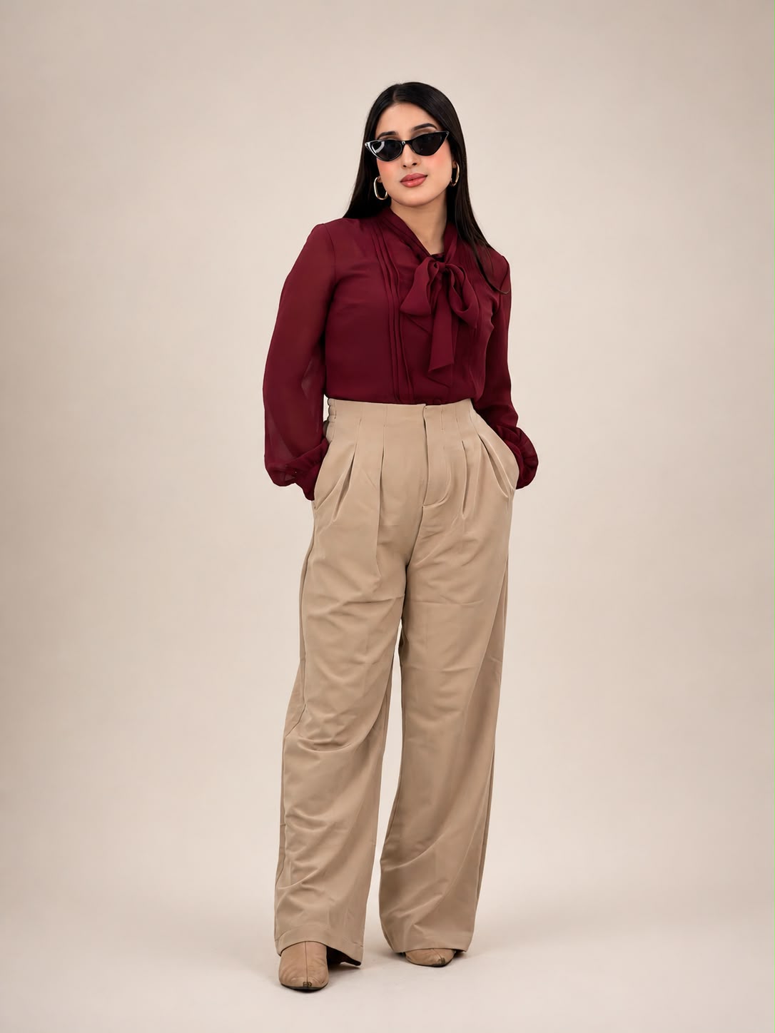 Ladies Loose Fit Wide Leg Pants - 07 by AURSI