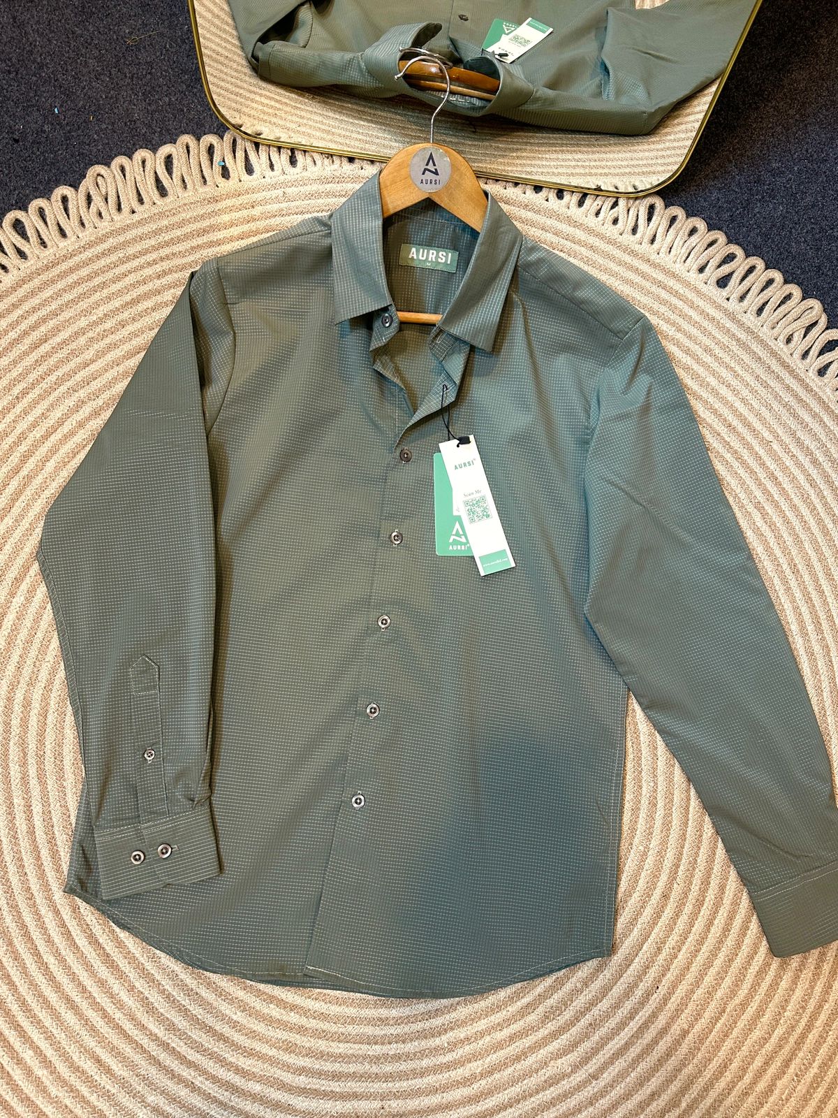 Men's Solid Formal Shirt (Seafoam Green) - 26-64